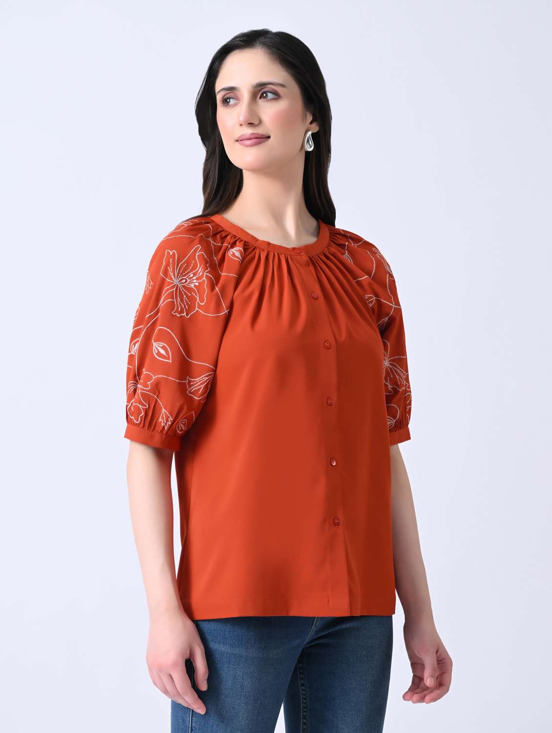 women embroidered round neck regular top - 22580454 -  Standard Image - 2
