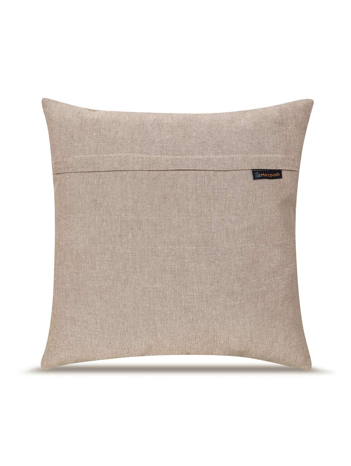 mezposh meadow threads beige cotton embroidered cushion cover (16"x16") - 22580527 -  Standard Image - 2