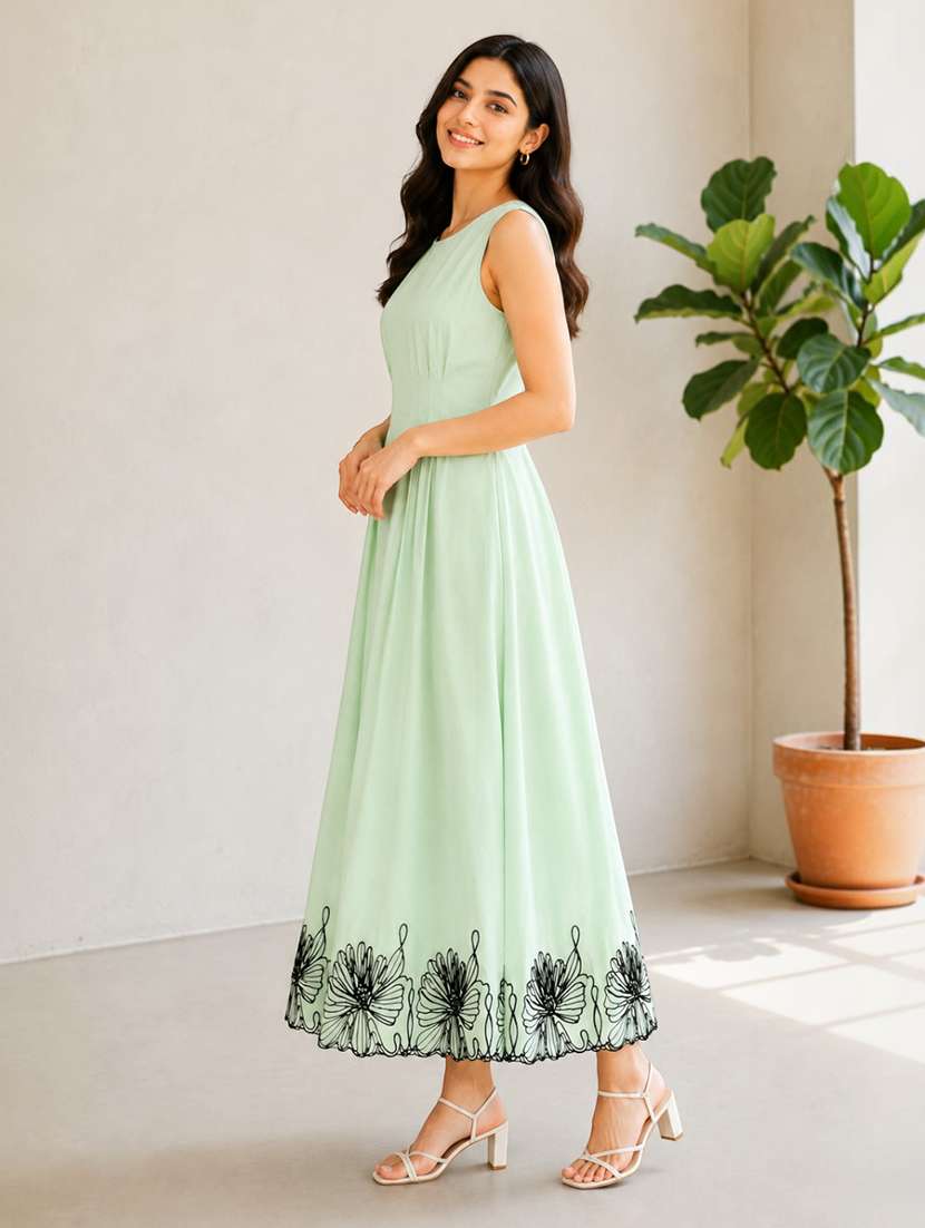 women embroidered sleeveless fit and flare dress - 22580571 -  Standard Image - 2