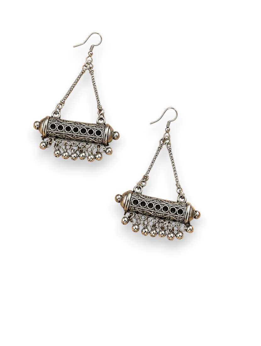 boho oxidised silver-toned tribal dangler earrings - 22580599 -  Standard Image - 2