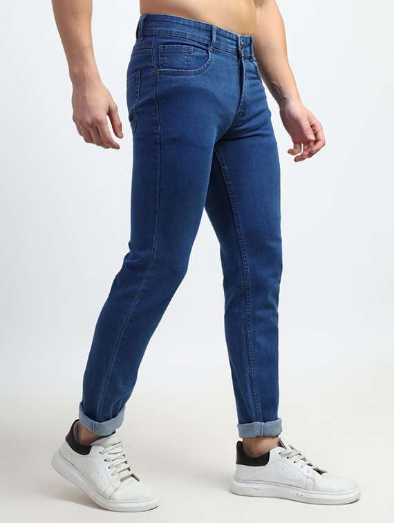 men plain mid rise full length slim fit jeans - 22580612 -  Standard Image - 2