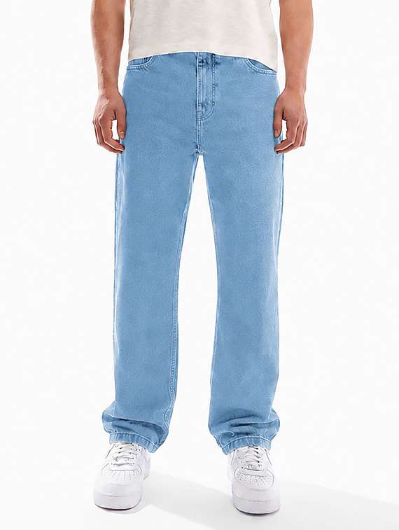 men plain mid rise full length baggy jeans