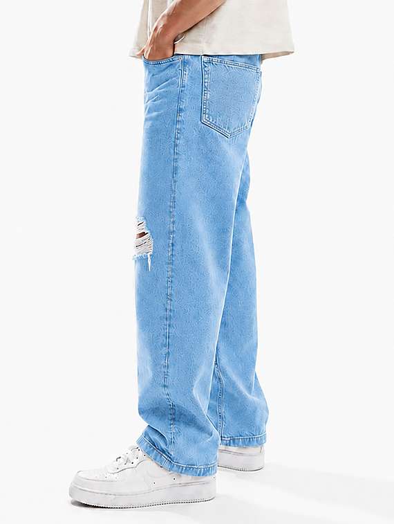 men slash knee mid rise full length baggy jeans - 22580682 -  Standard Image - 2