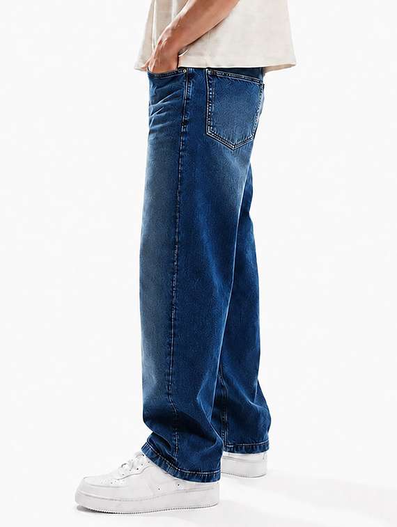 men washed mid rise full length baggy jeans - 22580687 -  Standard Image - 2
