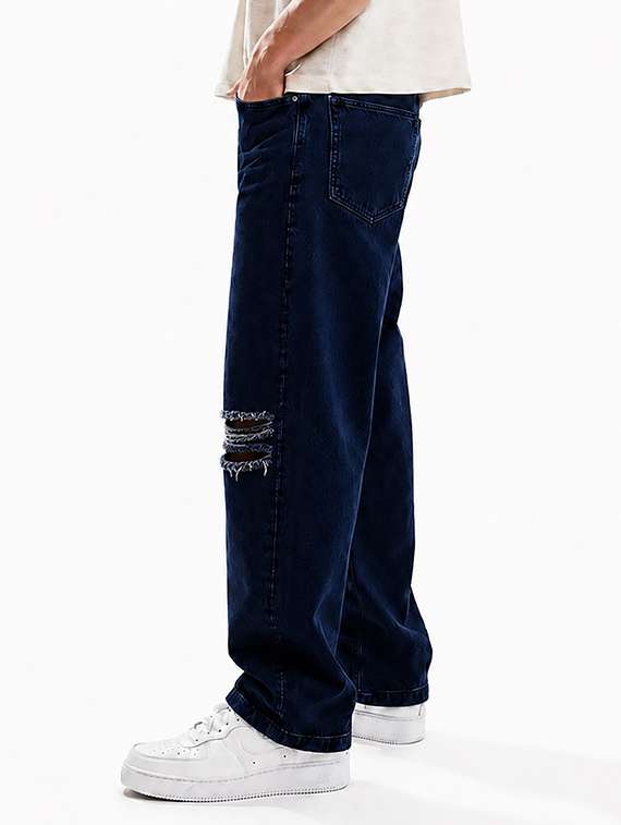 men slash knee mid rise full length baggy jeans - 22580689 -  Standard Image - 2