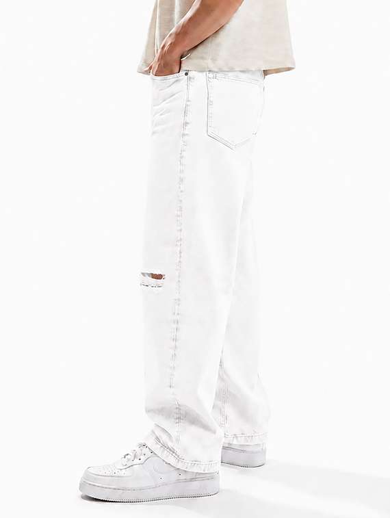 men slash knee mid rise full length baggy jeans - 22580692 -  Standard Image - 2