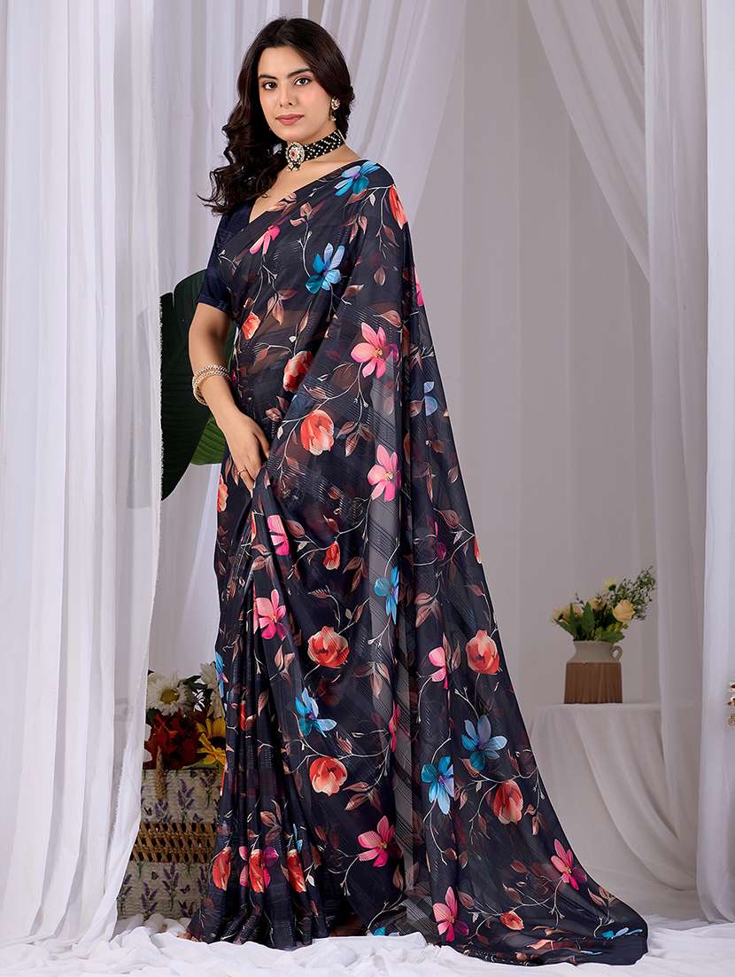 women printed casual wear saree with blouse
