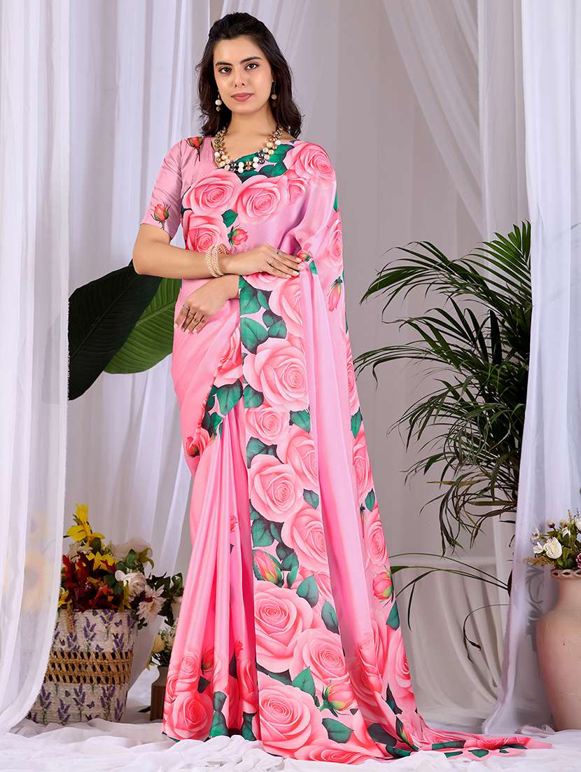 women printed casual wear saree with blouse