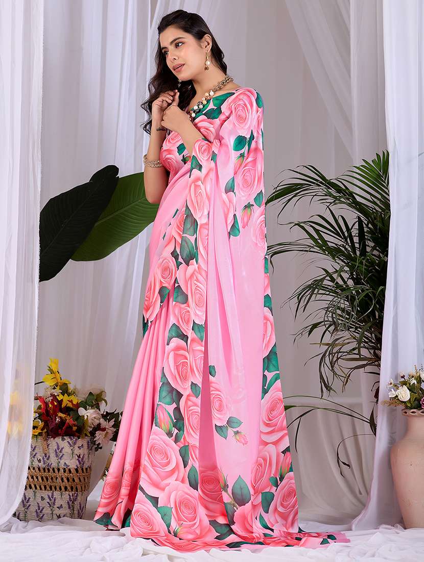 Women Printed Casual Wear Saree With Blouse - 22581441 -  Standard Image - 2