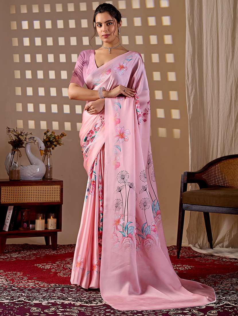 women printed casual wear saree with blouse