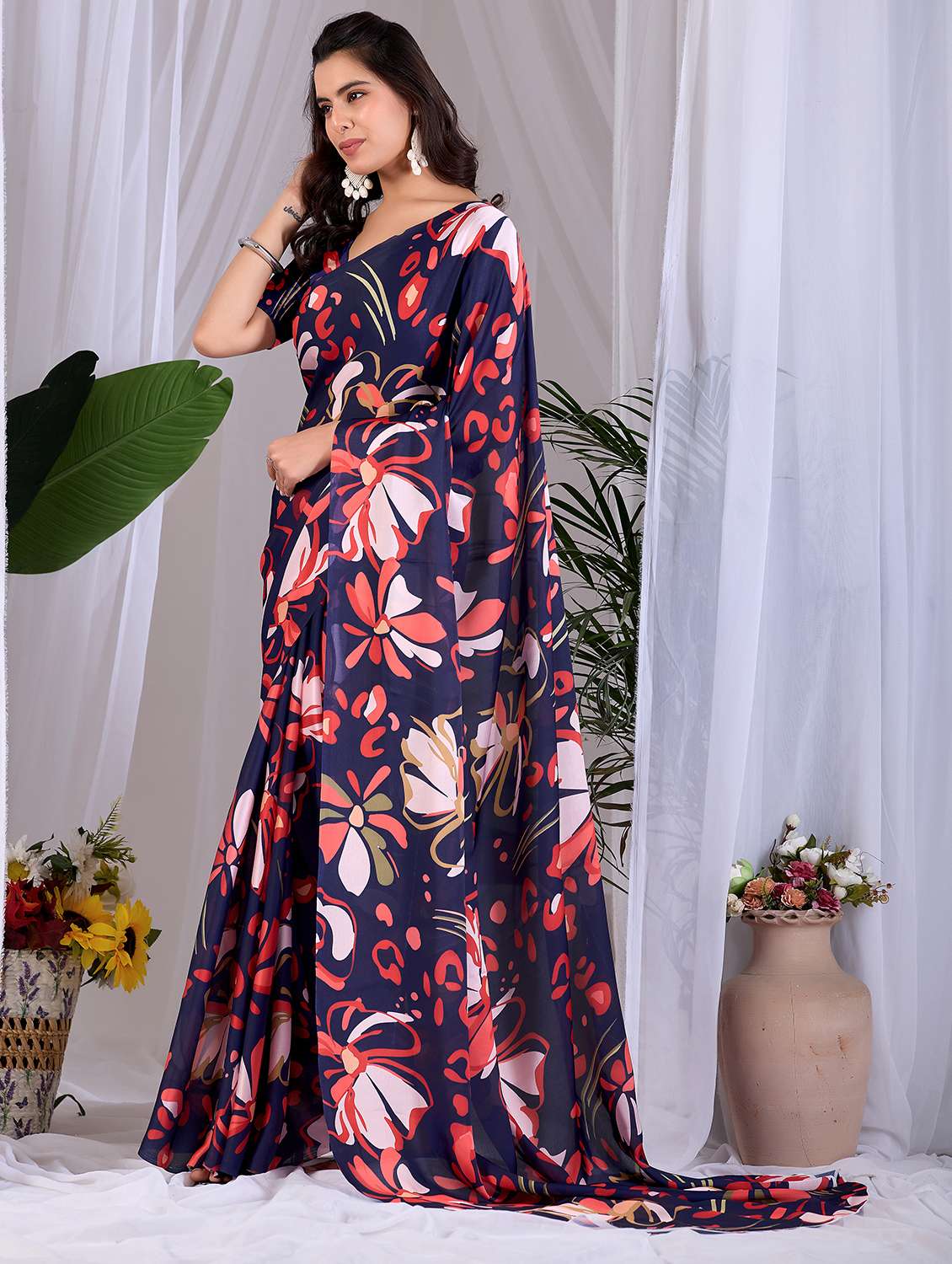 women printed casual wear saree with blouse - 22581461 -  Standard Image - 2