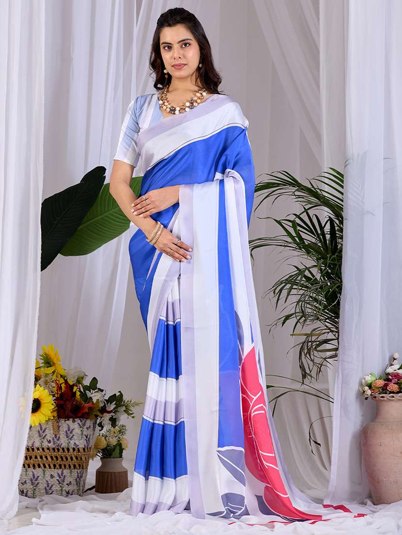 women printed casual wear saree with blouse