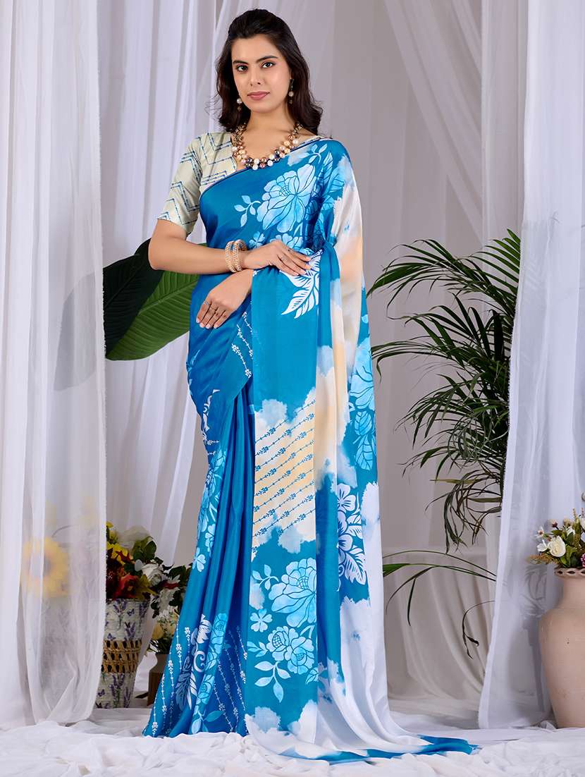 women printed casual wear saree with blouse
