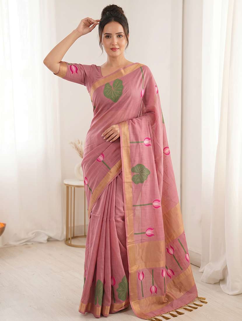 women printed casual wear saree with blouse