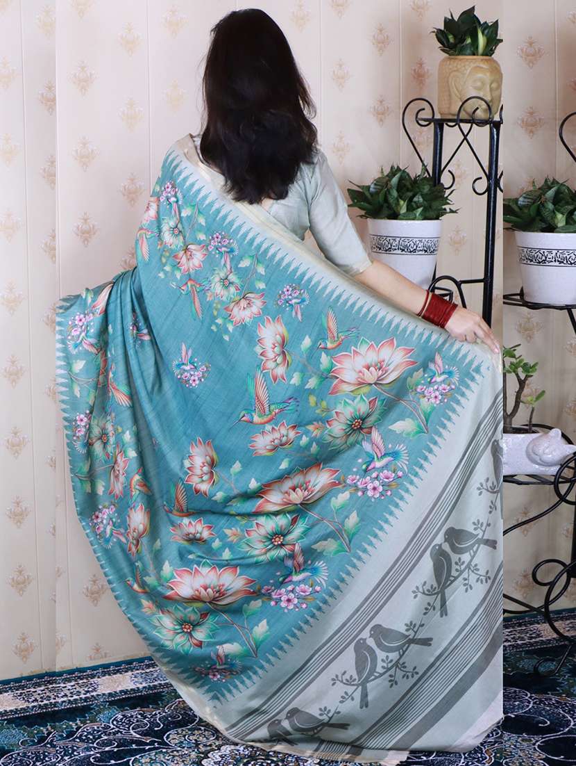 women printed casual wear saree with blouse - 22581534 -  Standard Image - 2