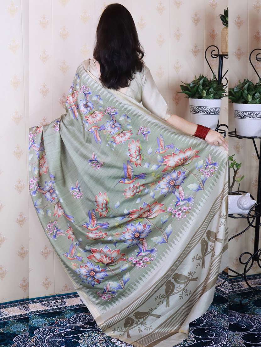 women printed casual wear saree with blouse - 22581536 -  Standard Image - 2