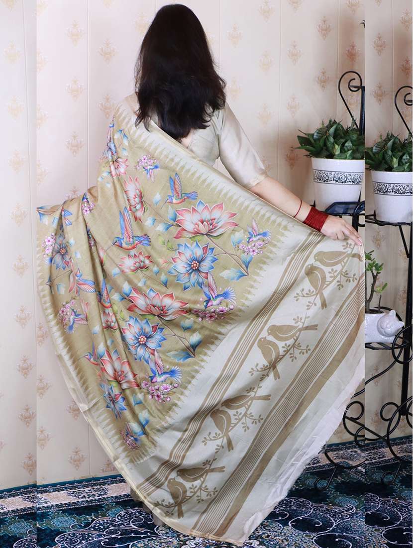 women printed casual wear saree with blouse - 22581537 -  Standard Image - 2