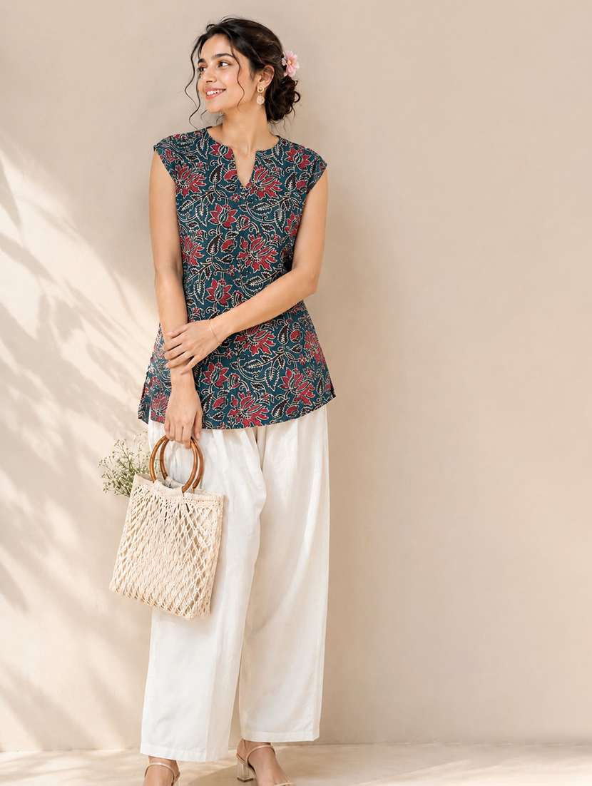 women printed sleeveless straight kurti - 22581760 -  Standard Image - 2