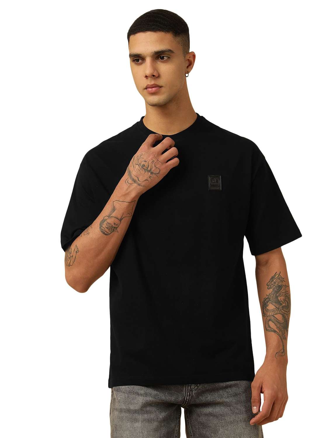 men solid short sleeves oversized t-shirt