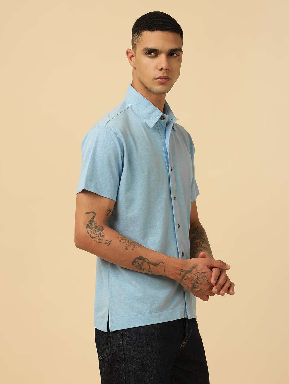 men solid short sleeves regular fit shirt - 22581788 -  Standard Image - 2