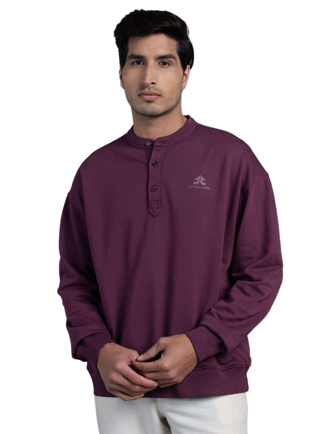 men solid long sleeves regular fit sweatshirt