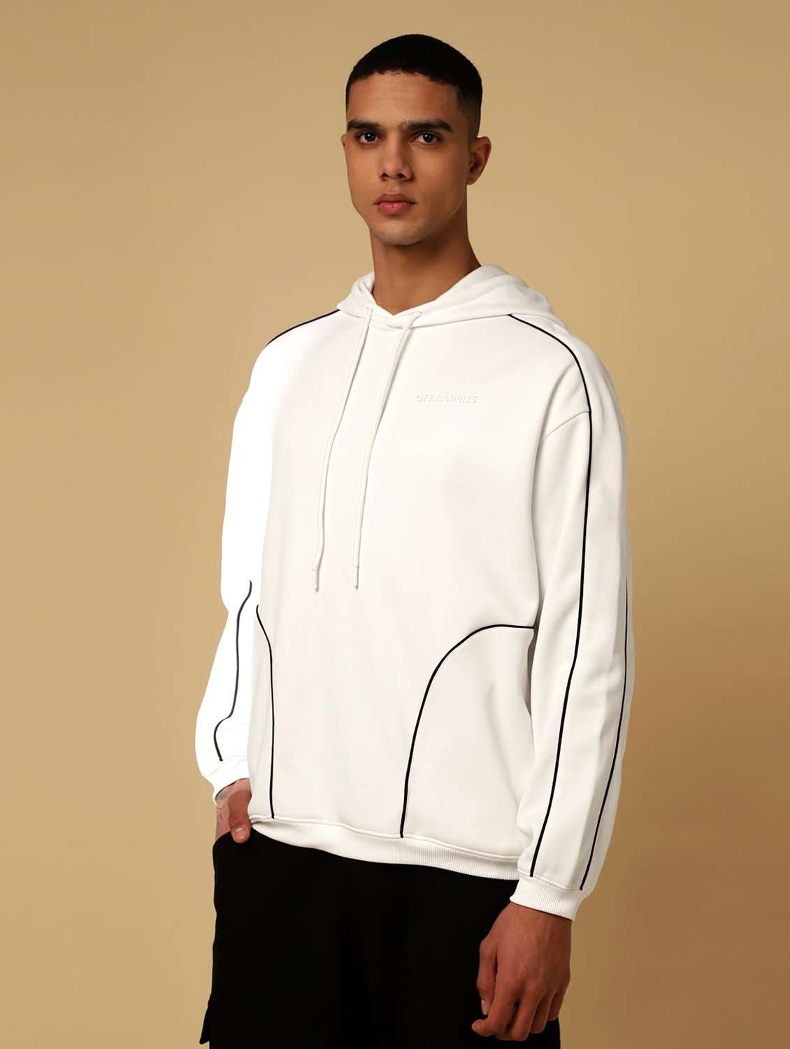 men solid long sleeves hooded sweatshirt - 22581795 -  Standard Image - 2