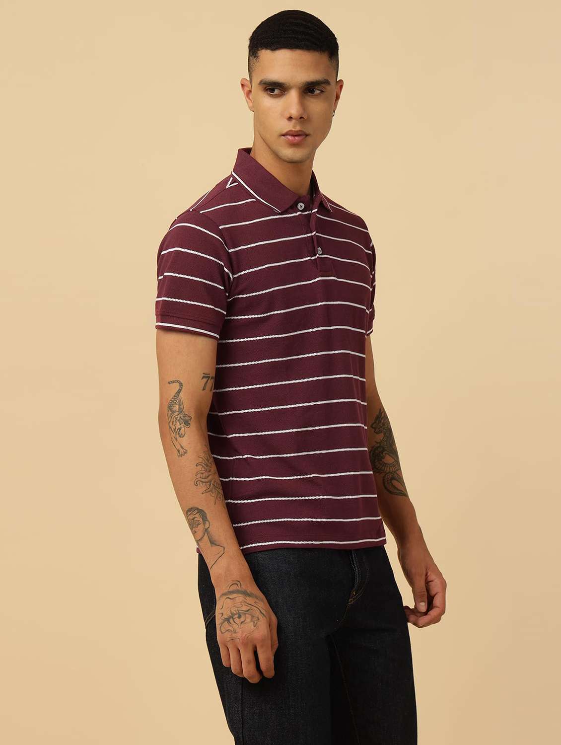 men printed short sleeves polo t-shirt - 22581803 -  Standard Image - 2