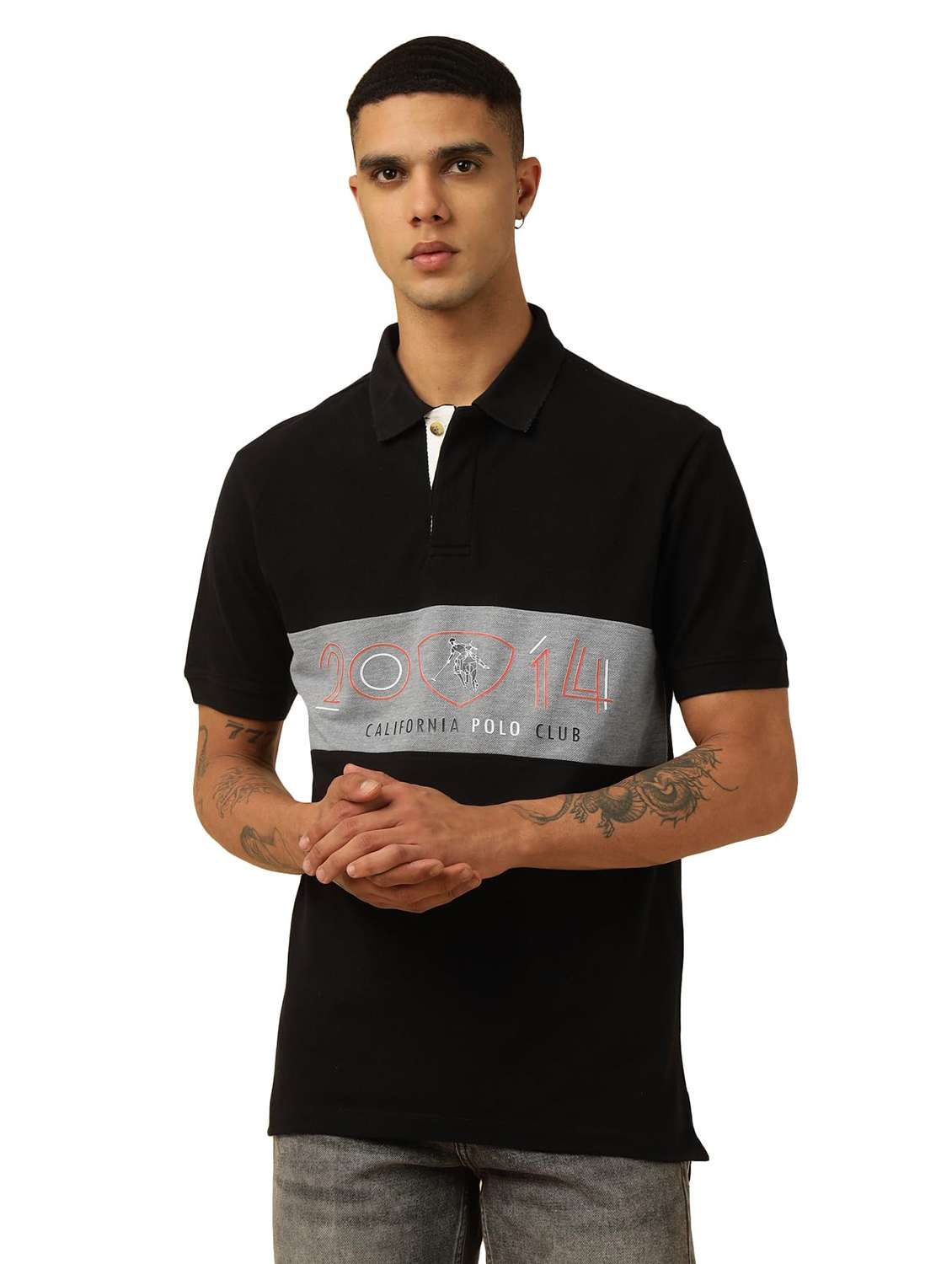men printed short sleeves polo t-shirt