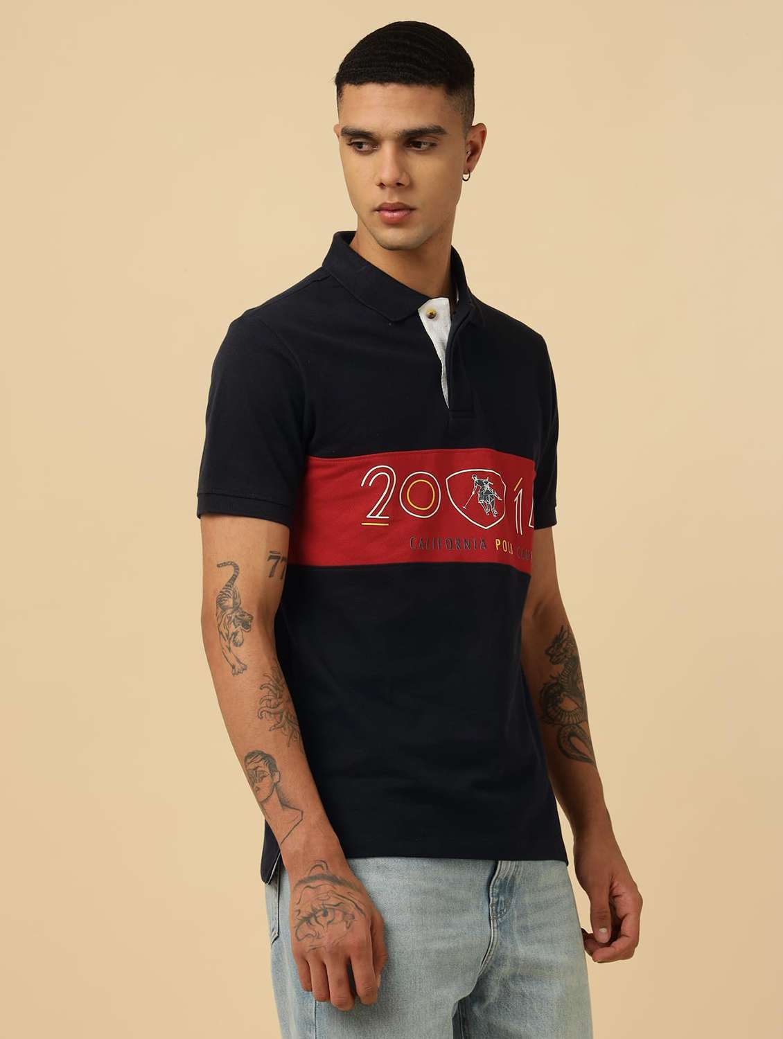 Men Printed Short Sleeves Polo T-shirt - 22581812 -  Standard Image - 2
