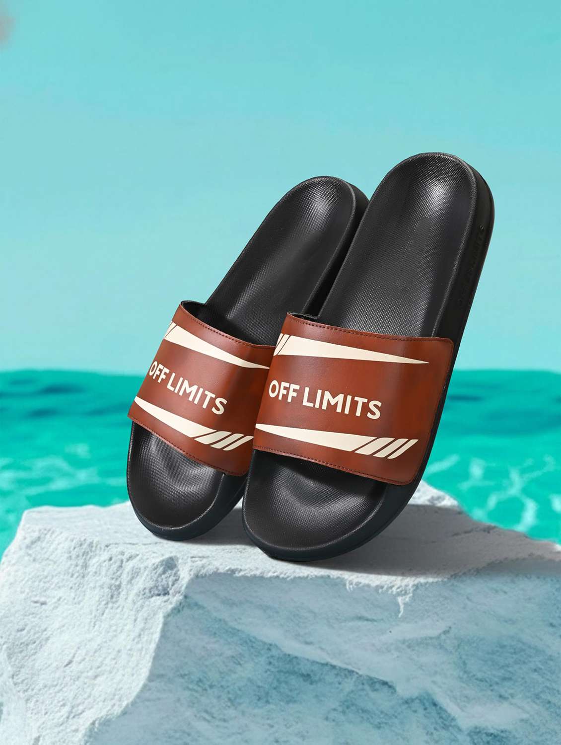 men printed slip on slider