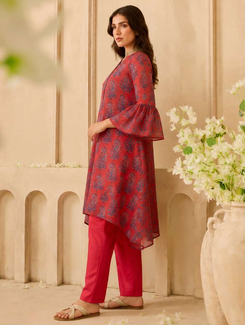women printed bell sleeve kurta pant set - 22582820 -  Standard Image - 2