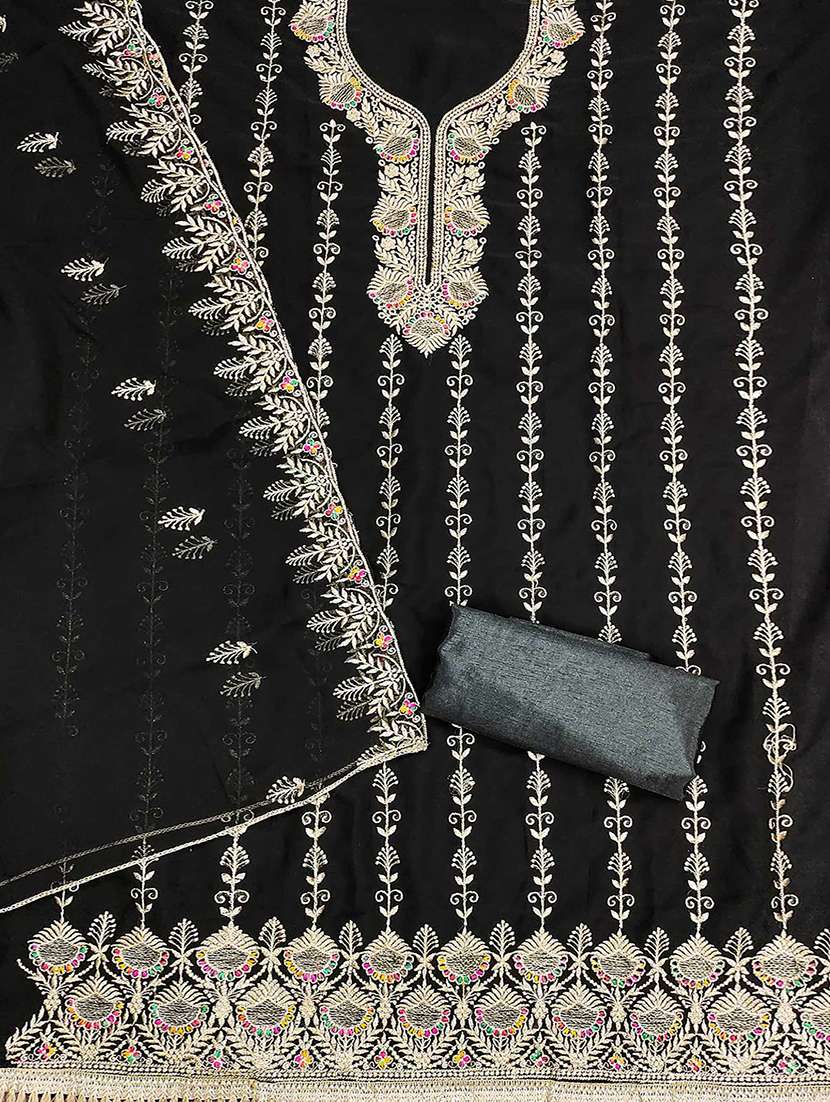 Women Solid With Work Unstitched Suit Set - 22582829 -  Standard Image - 2