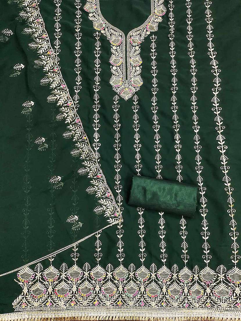 Women Solid With Work Unstitched Suit Set - 22582830 -  Standard Image - 2