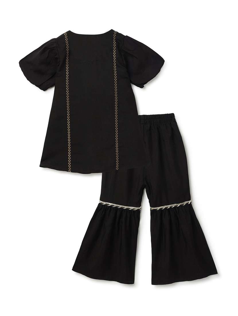 girls embroidered puff sleeves kurta sharara set - 22582859 -  Standard Image - 2