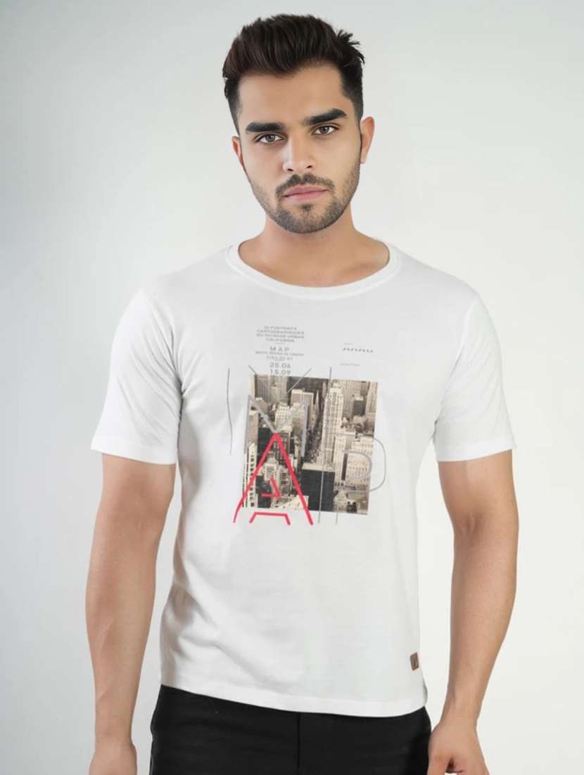 men printed short sleeves regular fit t-shirt
