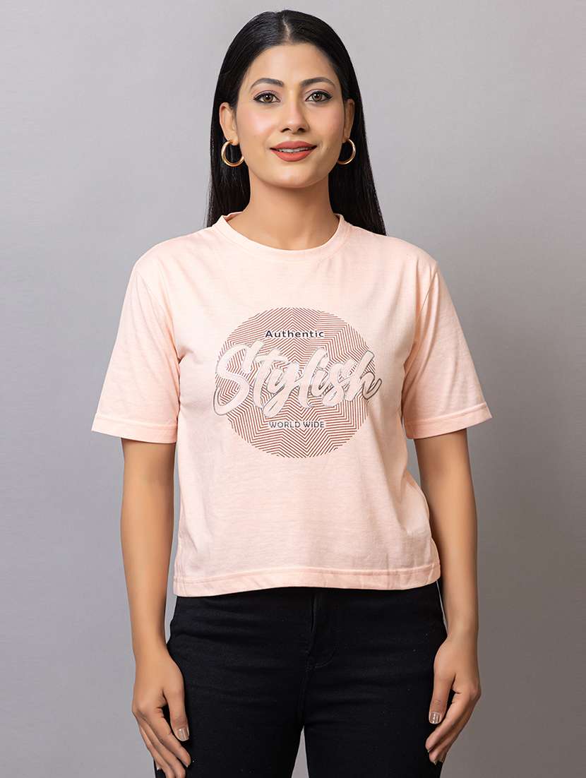 women printed short sleeves regular fit t-shirt
