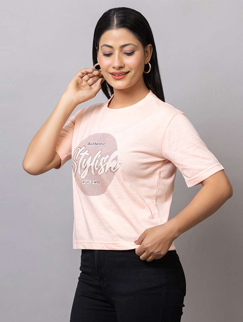 Women Printed Short Sleeves Regular Fit T-shirt - 22582936 -  Standard Image - 2