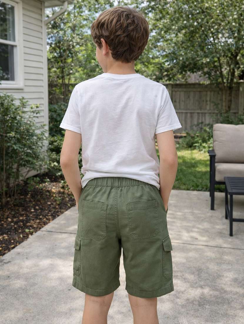boys solid mid rise regular fit shorts - 22582992 -  Standard Image - 2