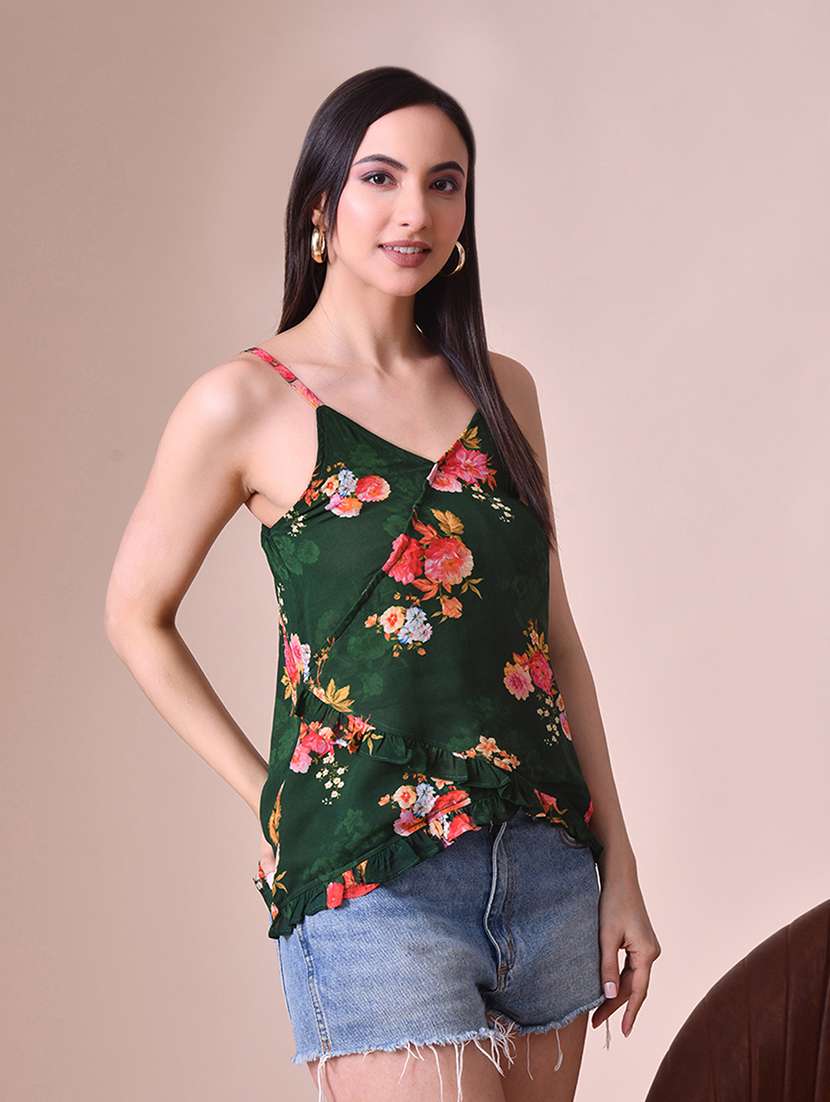 women printed shoulder strap regular top