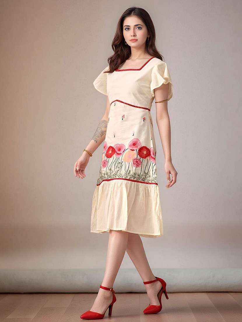 off white cotton tiered  dress - 22584254 -  Standard Image - 2