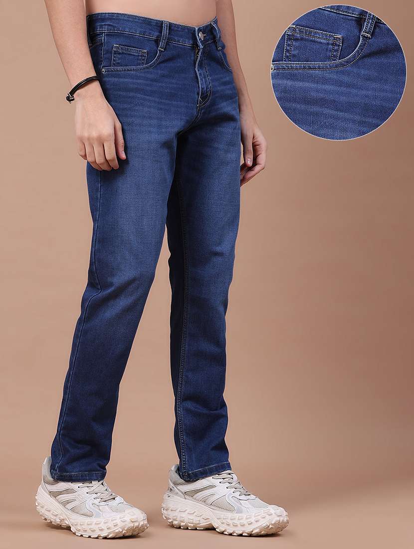 Men Washed Mid Rise Full Length Straight Jeans - 22585841 -  Standard Image - 2