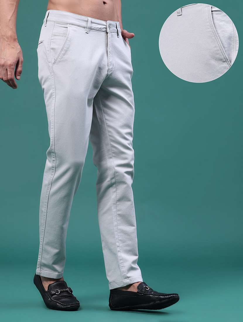 Men Solid Mid Rise Flat Front Casual Trouser - 22586465 -  Standard Image - 2
