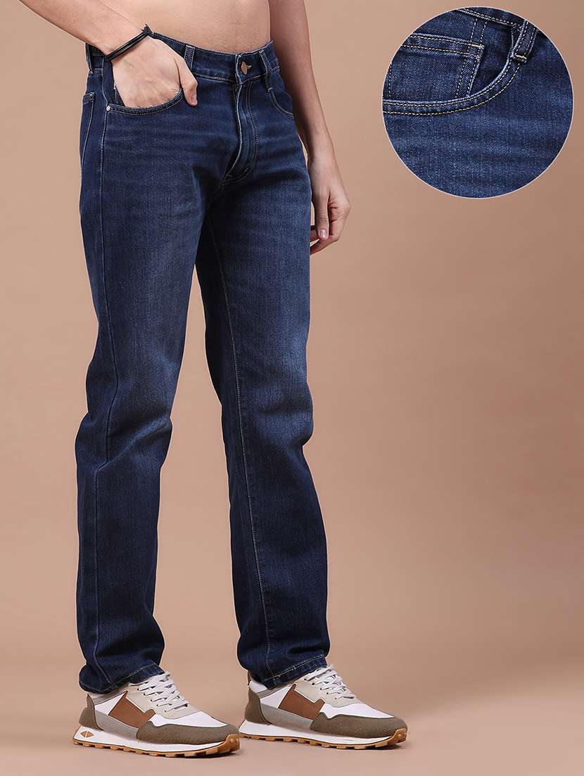 Men Washed Mid Rise Full Length Straight Jeans - 22586477 -  Standard Image - 2