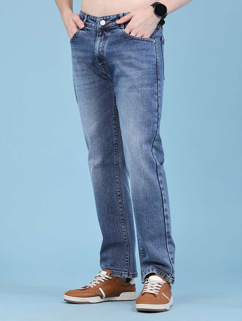 Men Washed Mid Rise Full Length Straight Jeans - 22586730 -  Standard Image - 2