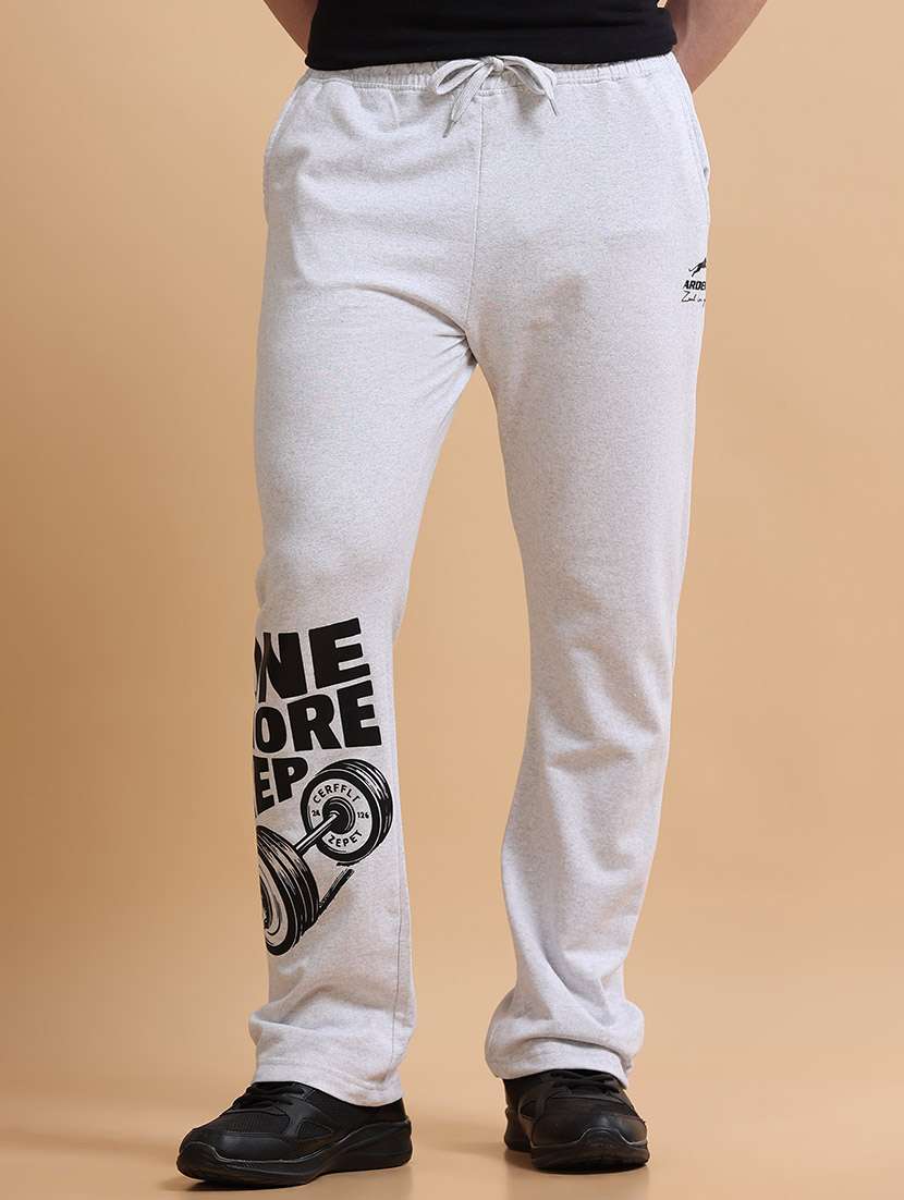 men printed mid rise full length track pant