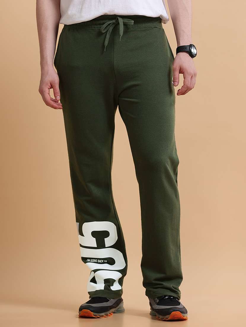 men typographic mid rise full length track pant