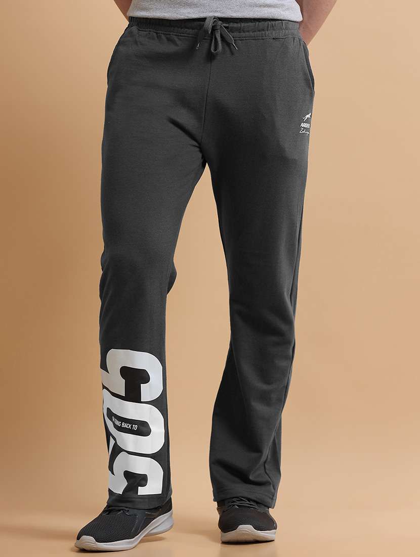 men typographic mid rise full length track pant