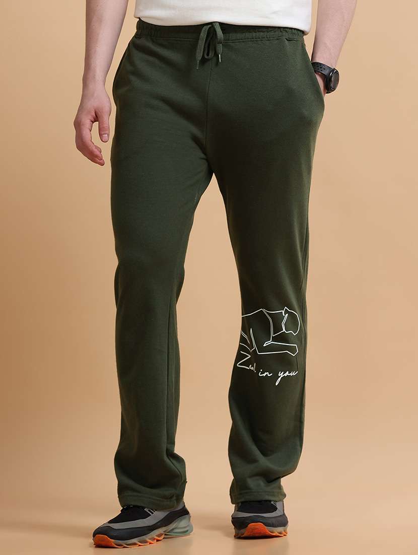 men printed mid rise full length track pant