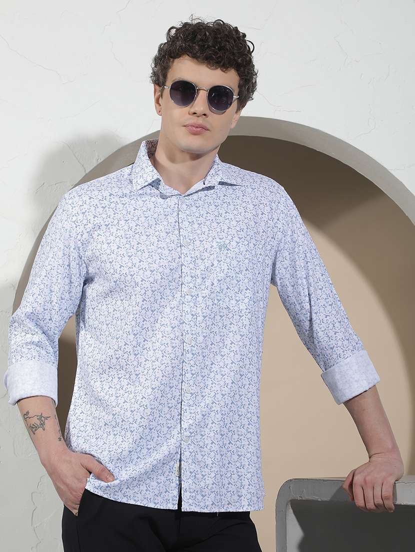 men printed long sleeve regular fit casual shirt