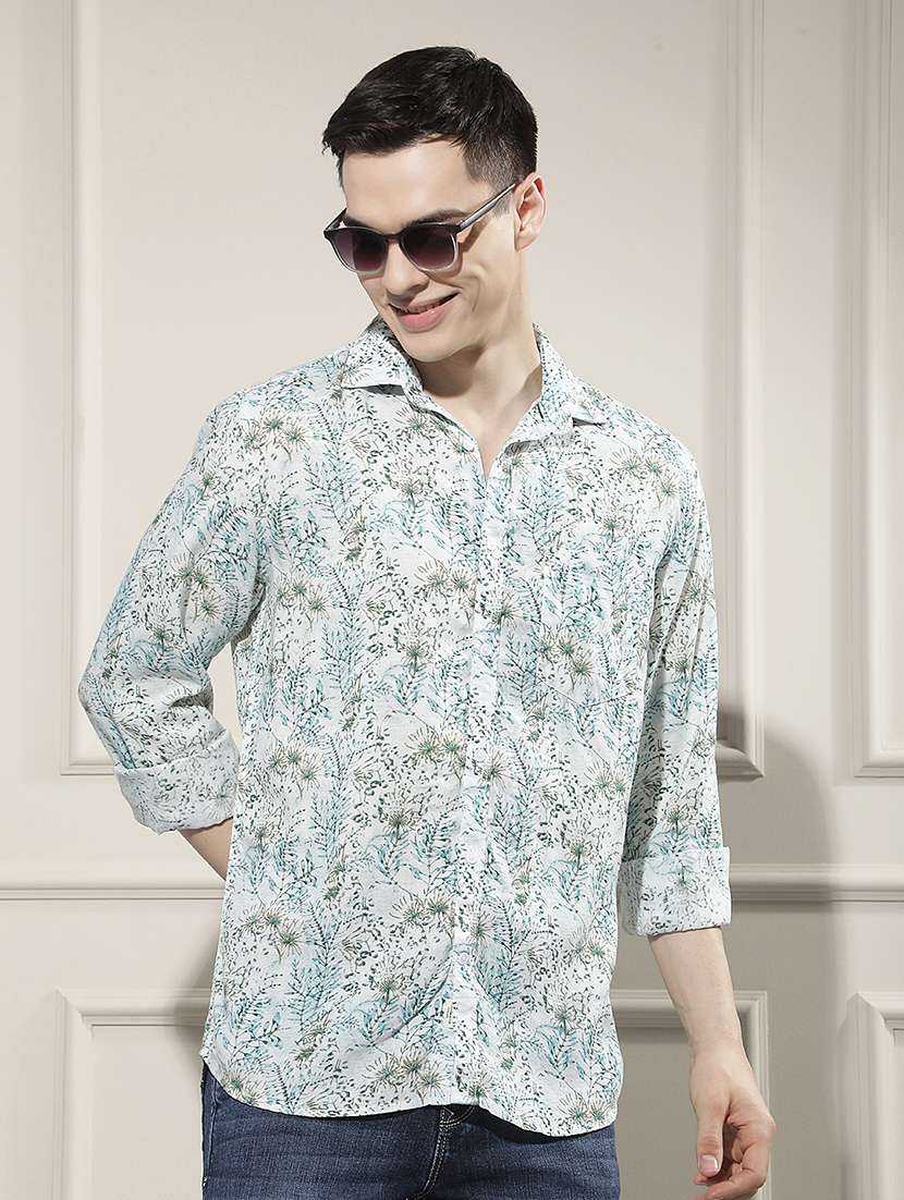 men printed long sleeve regular fit casual shirt